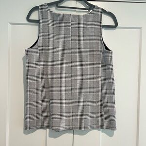 Ann Taylor Black and White Plaid Top